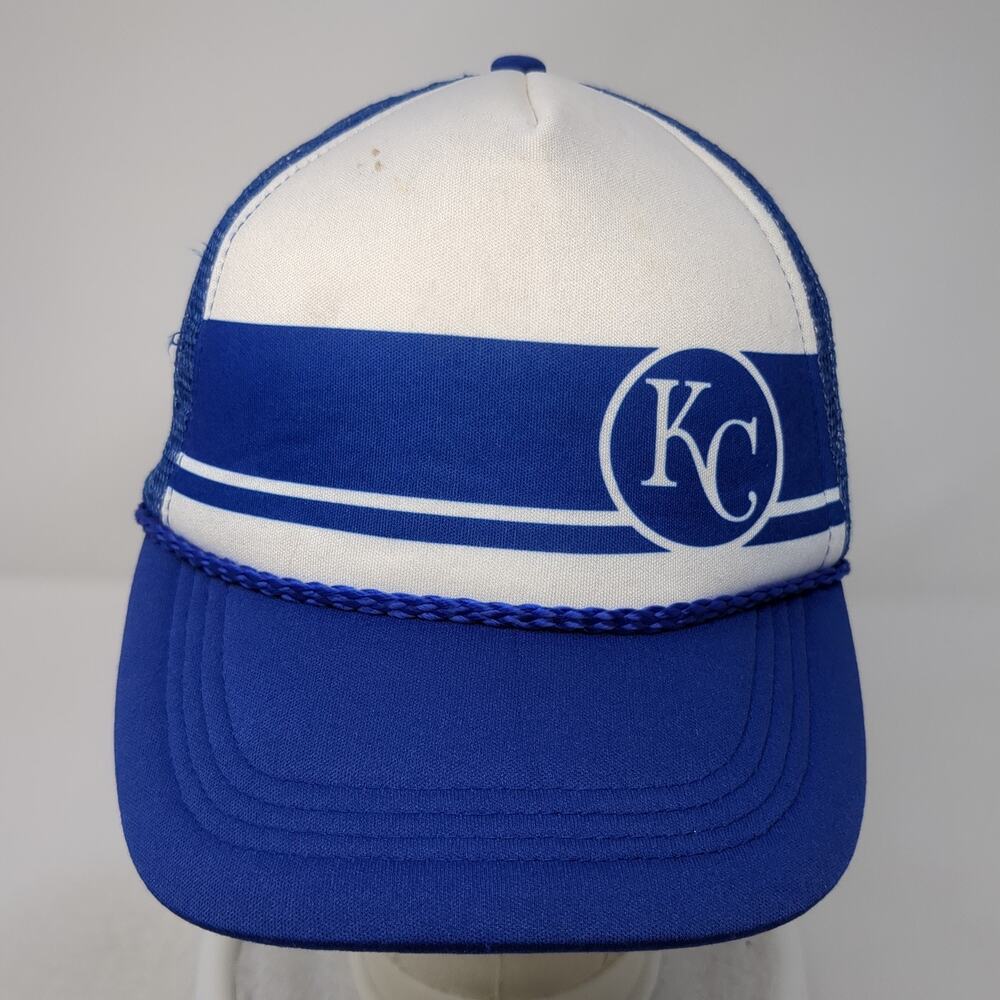 KC Logo Snapback Trucker Hat Blue One Size Adjustable Mesh Back Rope Poly BDA - Picture 2 of 11